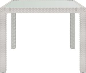 vidaXL Stół ogrodowy, 90x90x75 cm, szkło i rattan PE, biały 4