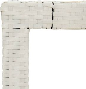 vidaXL Stół ogrodowy, 90x90x75 cm, szkło i rattan PE, biały 5