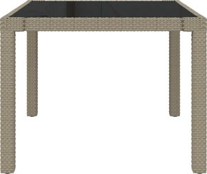 vidaXL Stół ogrodowy, 90x90x75 cm, szkło i rattan PE, beżowy 3
