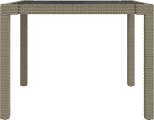 vidaXL Stół ogrodowy, 90x90x75 cm, szkło i rattan PE, beżowy 4