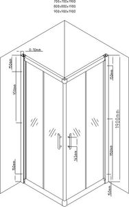 Mexen Mexen Rio kabina prysznicowa kwadratowa 90 x 90 cm, transparent, chrom - 860-090-090-01-00 1