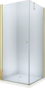 Mexen Mexen Pretoria kabina prysznicowa uchylna 80 x 70 cm, transparent, złoty brodzik Flat - 852-080-070-50-00-4010 1