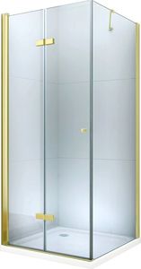 Mexen Mexen Lima kabina prysznicowa składana 80 x 90 cm, transparent, złoty brodzik Flat - 856-080-090-50-00-4010 1