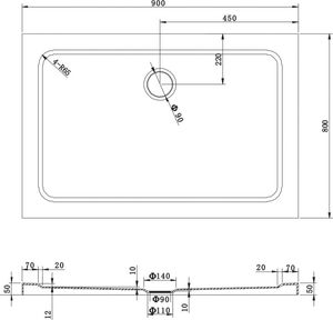 Mexen Mexen Apia kabina prysznicowa rozsuwana 90 x 80 cm, transparent, chrom brodzik Flat - 840-090-080-01-00-4010 6