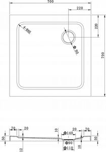 Mexen Mexen Rio kabina prysznicowa kwadratowa 70 x 70 cm, grafit, chrom brodzik Flat - 860-070-070-01-40-4010 5