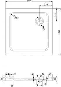 Mexen Mexen Rio kabina prysznicowa kwadratowa 80 x 80 cm, grafit, chrom brodzik Flat - 860-080-080-01-40-4010 5
