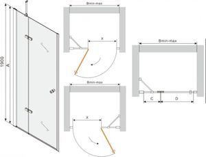 Mexen Mexen Roma drzwi prysznicowe uchylne 80 cm, transparent, czarne - 854-080-000-70-00 3