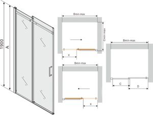 Mexen Mexen Omega drzwi prysznicowe rozsuwane 110 cm, transparent, złote - 825-110-000-50-00 3