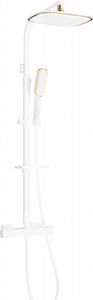 Zestaw prysznicowy Mexen Mexen CQ49 zestaw prysznicowy natynkowy z deszczownicą i baterią termostatyczną, biały/złoty - 772504995-25 1