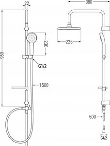 Zestaw prysznicowy Mexen Mexen Erik zestaw prysznicowy natynkowy z deszczownicą i baterią prysznicową termostatyczną Kai, chrom - 77100205-00 3