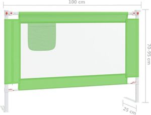 vidaXL Barierka do łóżeczka dziecięcego, zielona, 100x25 cm, tkanina 8