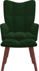 vidaXL Fotel z podnóżkiem, ciemnozielony, obity aksamitem 3