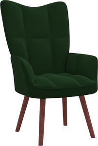 vidaXL Fotel z podnóżkiem, ciemnozielony, obity aksamitem 6