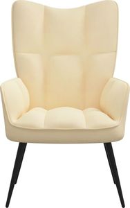 vidaXL Fotel, kremowy, tapicerowany aksamitem 3