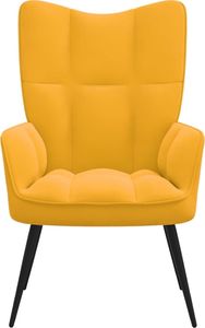 vidaXL Fotel, musztardowy, obity aksamitem 3