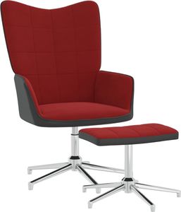 vidaXL Fotel z podnóżkiem, winna czerwień, aksamit i PVC 1