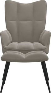 vidaXL Fotel z podnóżkiem, jasnoszary, obity aksamitem 3