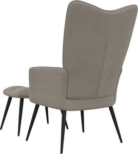 vidaXL Fotel z podnóżkiem, jasnoszary, obity aksamitem 5