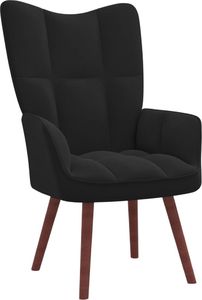 vidaXL Fotel z podnóżkiem, czarny, obity aksamitem 6