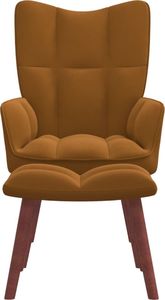 vidaXL Fotel z podnóżkiem, brązowy, obity aksamitem 3