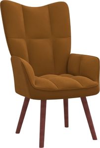 vidaXL Fotel z podnóżkiem, brązowy, obity aksamitem 6