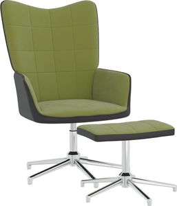 vidaXL Fotel z podnóżkiem, jasnozielony, aksamit i PVC 1