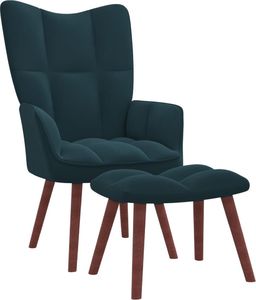 vidaXL Fotel z podnóżkiem, niebieski, obity aksamitem 1