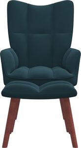vidaXL Fotel z podnóżkiem, niebieski, obity aksamitem 3