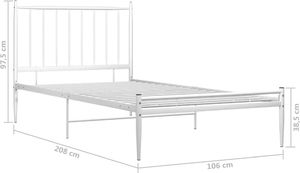vidaXL Rama łóżka, biała, metalowa, 100 x 200 cm 7