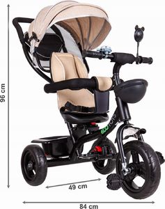 Ecotoys Rowerek trójkołowy, obracane siedzisko, beżowy 11