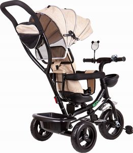 Ecotoys Rowerek trójkołowy, obracane siedzisko, beżowy 7