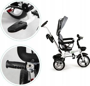 Ecotoys Rowerek Trójkołowy Obracany Szary 8