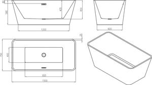 Wanna Mexen Mexen Malaga wanna wolnostojąca 150 x 75 cm biała - 51421507500 2