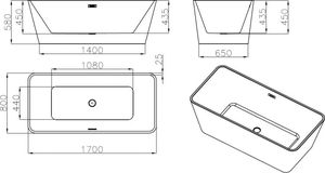 Wanna Mexen Mexen Malaga wanna wolnostojąca 170 x 80 cm biała - 51421708000 2