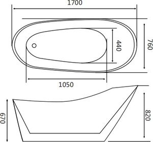 Wanna Mexen Mexen Oviedo wanna wolnostojąca 170 x 76 cm biała - 51561707600 2