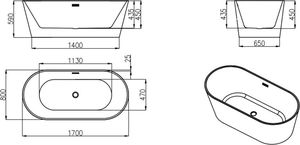Wanna Mexen Mexen Flavia wanna wolnostojąca 170 x 80 cm biała - 54031708000 2