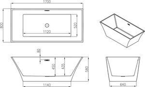 Wanna Mexen Mexen Ibiza wanna wolnostojąca 170 x 80 cm biała - 57021708000 2