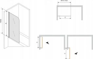 Parawan nawannowy Mexen Mexen Felix parawan nawannowy 1-skrzydłowy 70 x 140 cm, transparent, chrom - 890-070-001-01-00 2