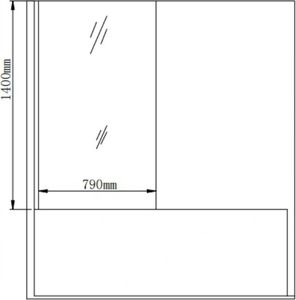 Parawan nawannowy Mexen Alex 1-częściowy szkło czarne, profil czarny 2