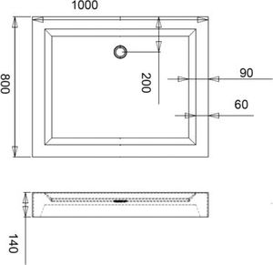 Brodzik Mexen Rio prostokątny 100 cm x 80 cm 2