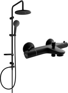 Zestaw prysznicowy Mexen Mexen Erik zestaw wannowo-prysznicowy z deszczownicą i baterią wannową termostatyczną Nox, czarny - 77350205-70 1