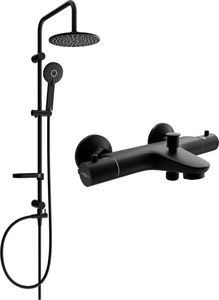 Zestaw prysznicowy Mexen Mexen Carl zestaw wannowo-prysznicowy z deszczownicą i baterią wannową termostatyczną Nox, czarny - 77350240-70 1