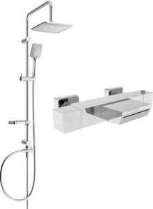 Zestaw prysznicowy Mexen Mexen Sven zestaw wannowo-prysznicowy z deszczownicą i baterią wannową termostatyczną Cube, chrom - 77360262-00 1