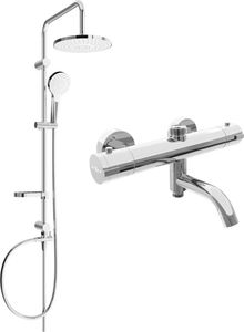 Zestaw prysznicowy Mexen Mexen Erik zestaw wannowo-prysznicowy z deszczownicą i baterią wannowo-prysznicową termostatyczną Kai, chrom - 77900205-00 1