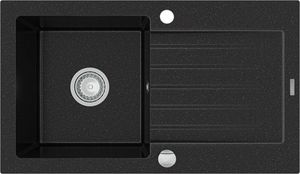 Zlewozmywak Mexen Pablo  granitowy 1-komorowy z ociekaczem 752 x 436 mm, czarny/srebrny metalik - 6510751010-73 1