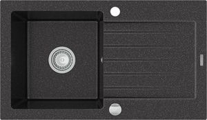 Zlewozmywak Mexen Pablo  granitowy 1-komorowy z ociekaczem 752 x 436 mm, czarny nakrapiany - 6510751010-76 1