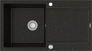 Zlewozmywak Mexen Leo  granitowy 1-komorowy z ociekaczem 900 x 500 mm, czarny/złoty metalik - 6501901010-75 1