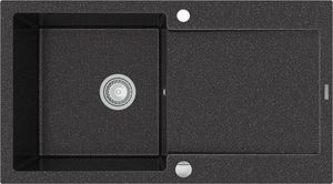 Zlewozmywak Mexen Leo  granitowy 1-komorowy z ociekaczem 900 x 500 mm, czarny nakrapiany - 6501901010-76 1