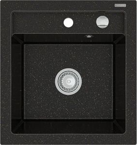 Zlewozmywak Mexen Vito  granitowy 1-komorowy 520 x 490 mm, czarny/złoty metalik - 6503521000-75 1