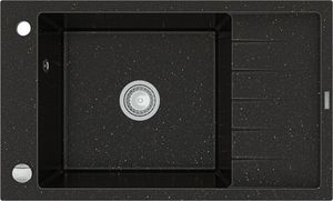 Zlewozmywak Mexen Elias  granitowy 1-komorowy z krótkim ociekaczem 795 x 480 mm, czarny/złoty metalik - 6511791005-75 1